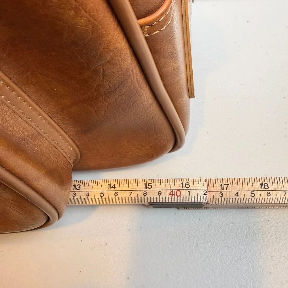 American Tourister Vintage CarryOn Suitcase Bag Brown Faux Leather Retro Travel